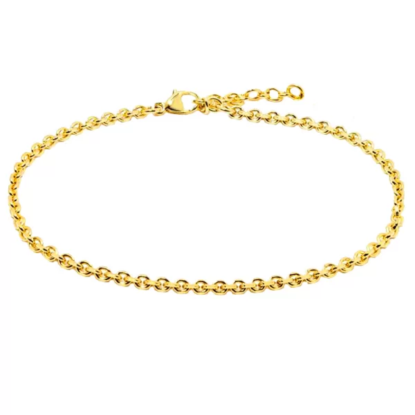 AD Ατσάλινο βραχιόλι ποδιού αλυσίδα χρυσή κρίκο οβάλ πλακέ