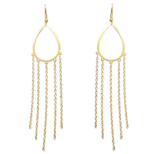 PL Ατσάλινα μακριά κρεμαστά σκουλαρίκια χρυσά δάκρυ αλυσίδες