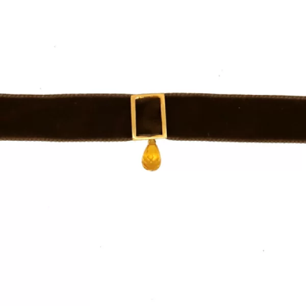 Jt Χειροποίητο κολιέ τσόκερ βελούδο χρυσο τετράγωνο&Swarovski Πράσινο Λαδί