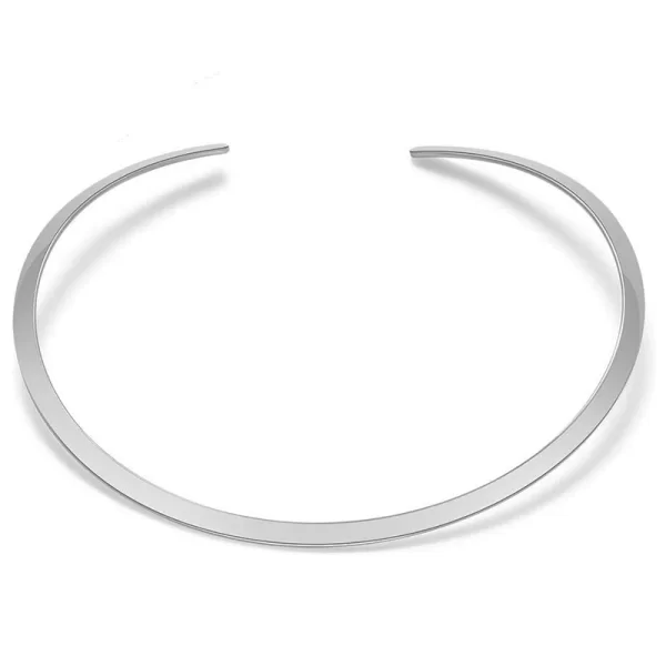 JT Γυναικείο ατσάλινο κολιέ λαιμαριά/βέργα καμπυλωτή ανοιχτή Ασημί