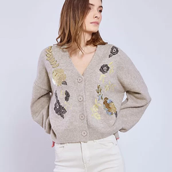 Ζακέτα πλεκτή με παγιέτες SQ7948.5074+4