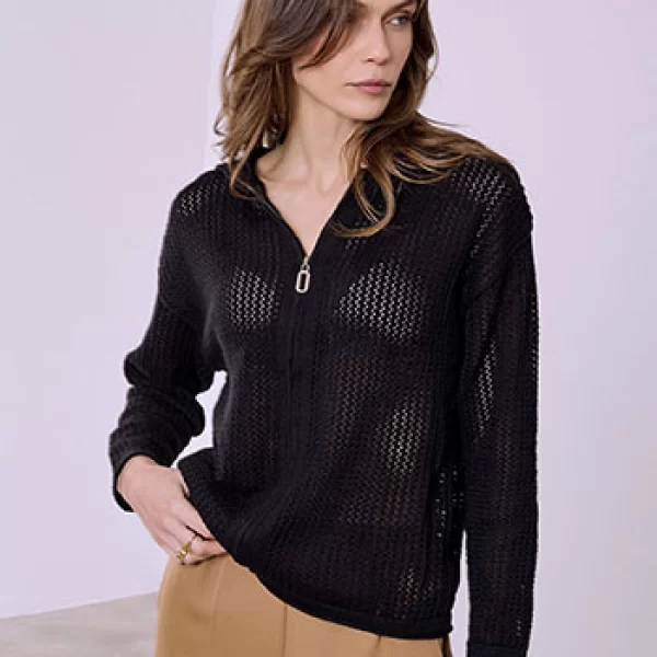 Ζακέτα διάτρητη με κουκούλα SQ7693.5615+3