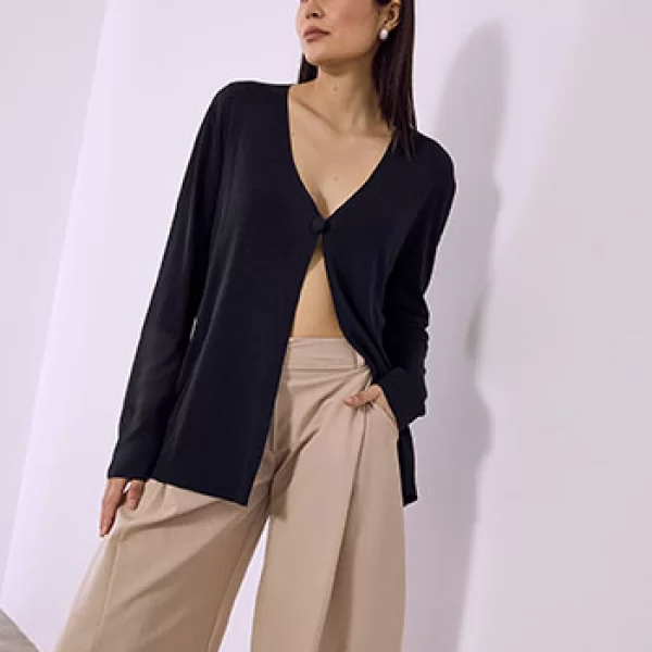 Ζακέτα μονόχρωμη με κουμπί SQ7616.5333+1