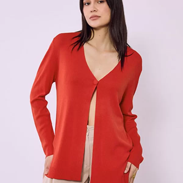 Ζακέτα μονόχρωμη με κουμπί SQ7616.5333+2