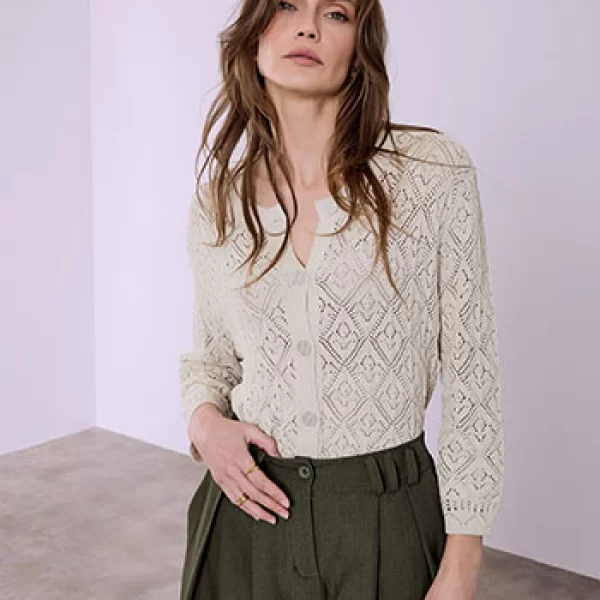 Ζακέτα μονόχρωμη διάτρητη SQ7616.5534+3