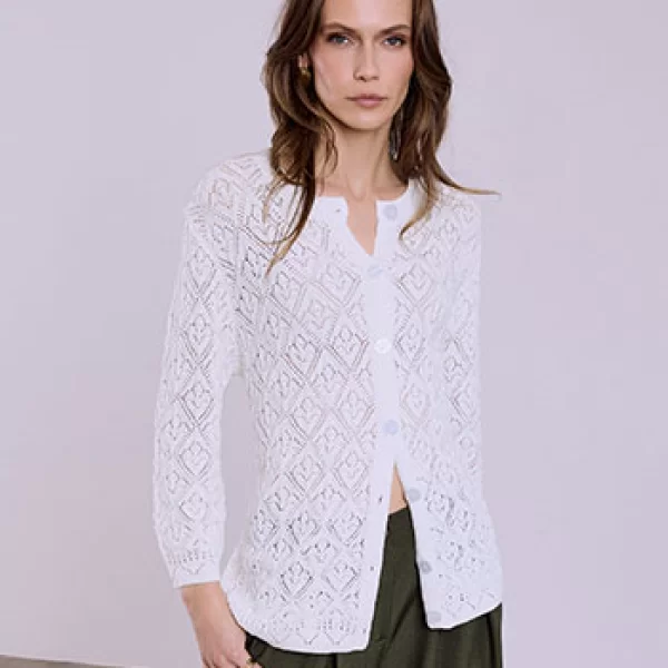 Ζακέτα μονόχρωμη διάτρητη SQ7616.5534+2