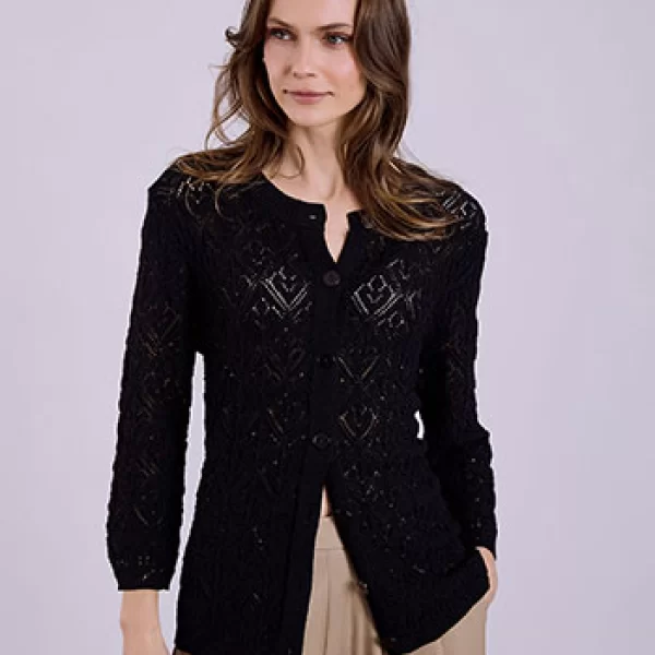 Ζακέτα μονόχρωμη διάτρητη SQ7616.5534+1