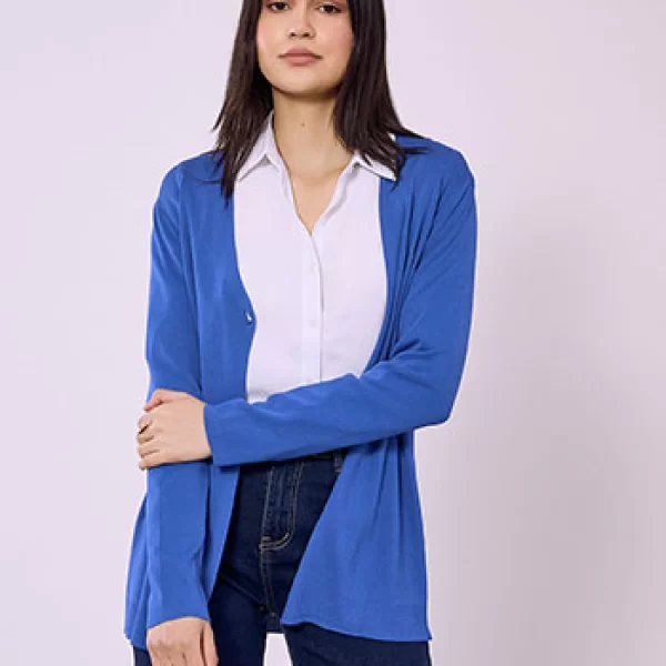 Ζακέτα μονόχρωμη με κουμπί SQ7616.5333+8