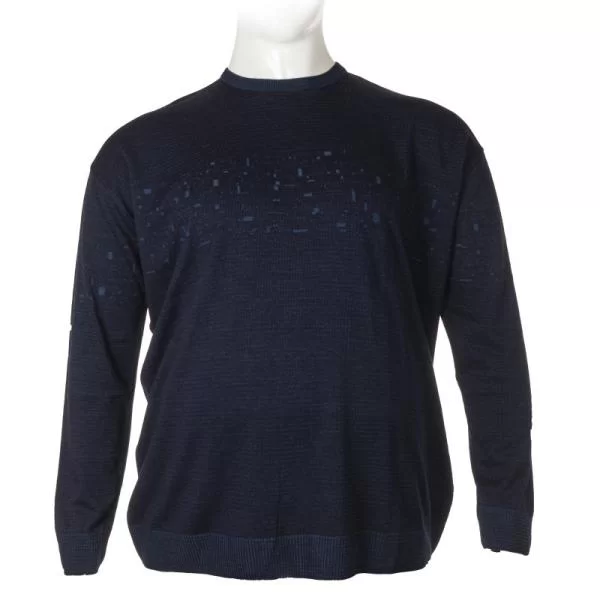 Βαμβακερό jacquard πλεκτό πουλόβερ της Leo Collection - Midnight Sax Blue