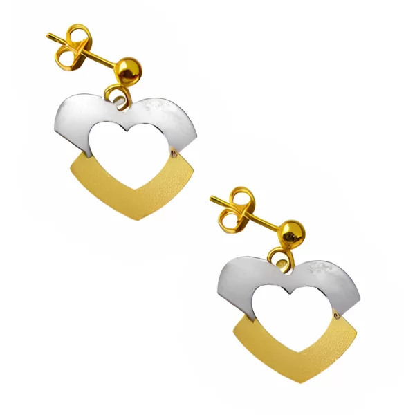Σκουλαρίκια Δίχρωμα 925 Καρδιά Gatsa SK444