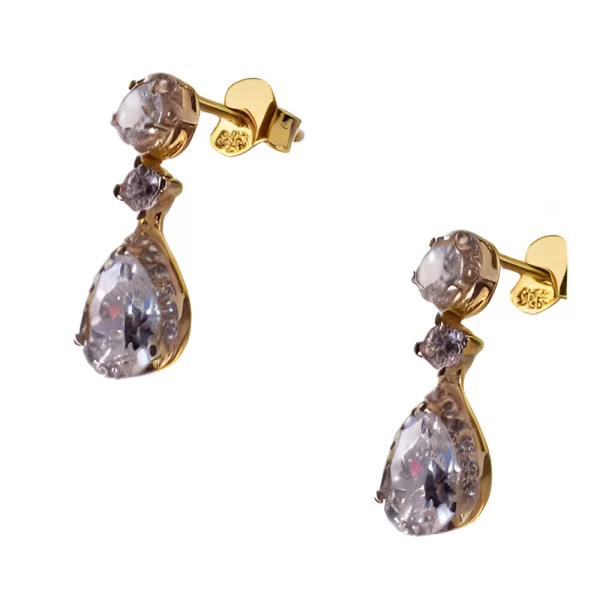 Σκουλαρίκια Κρεμαστά σε Κίτρινο Χρυσό κ14 Ροζέτα Gatsa SK372