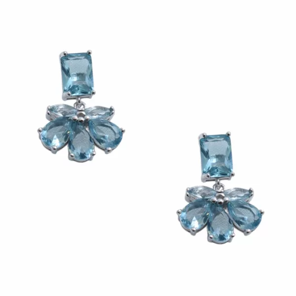 Σκουλαρίκια Κρεμαστά Ασήμι 925 με aqua zircon Prince 3A-SC716