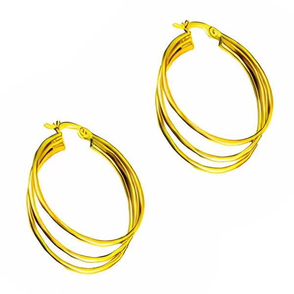 Σκουλαρίκια Κρίκοι Δίχρωμοι Χρυσοί κ14 Gatsa κωδ ΣΚ0449