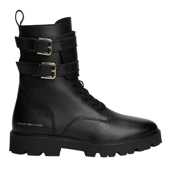 Γυναικείες Δερμάτινες Μπότες Μαύρες Tommy Hilfiger FW0FW08986-BDS