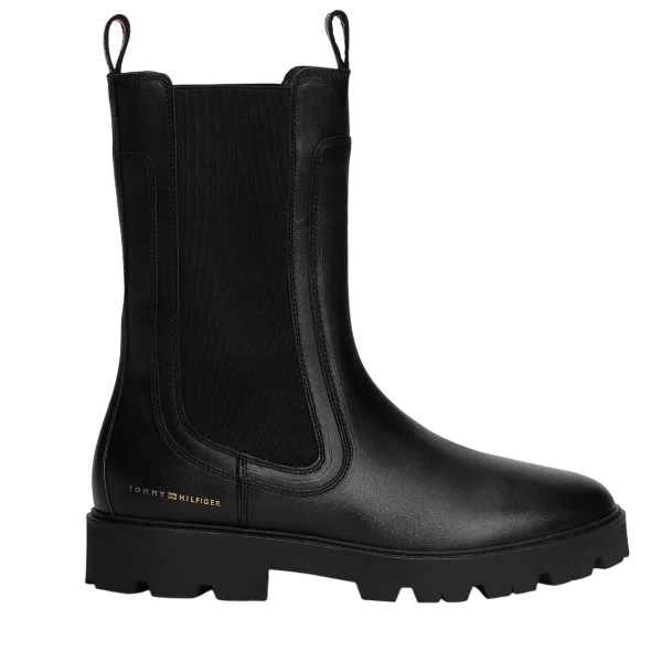 Γυναικεία Δερμάτινα Μποτάκια Μαύρα Tommy Hilfiger FW0FW08770-BDS