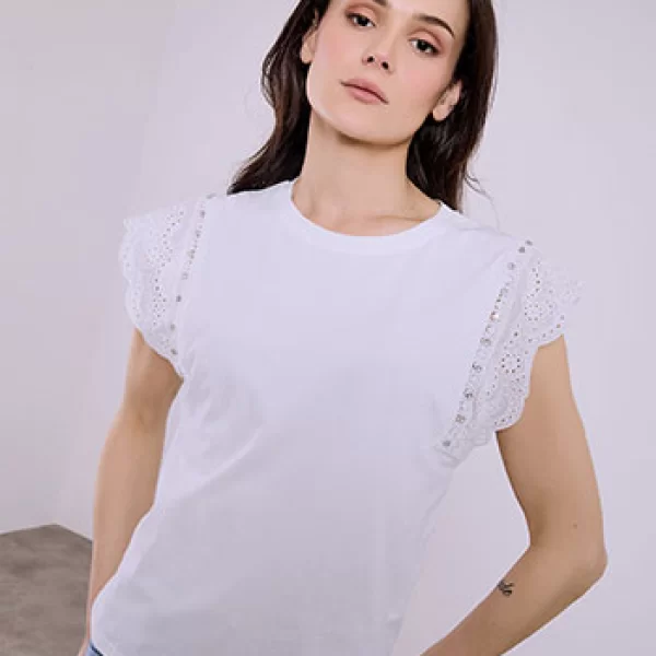 Τοπ με κέντημα και strass SQ7591.4320+2