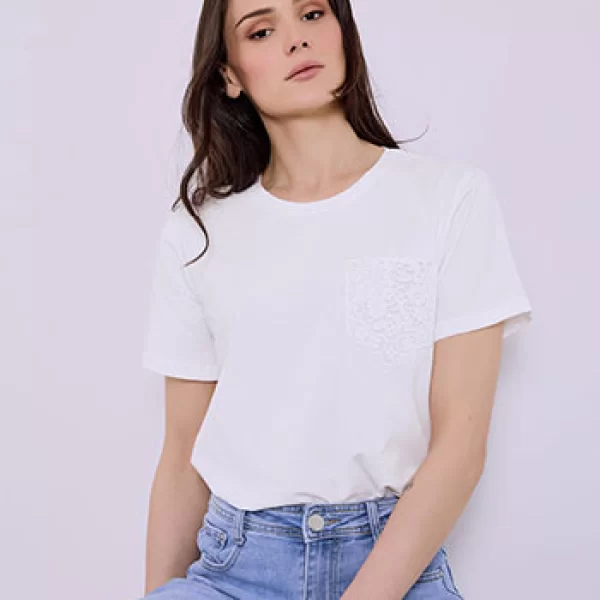 T-shirt με κεντητή τσέπη SQ7616.4929+1