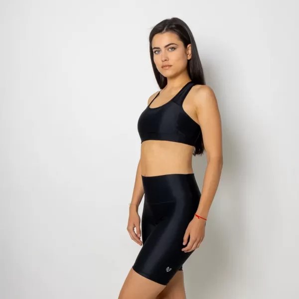 Black High-Waist Biker Short