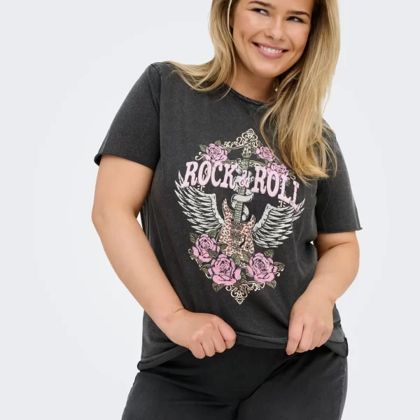 T-shirt με στάμπα rock & roll - Μαύρο