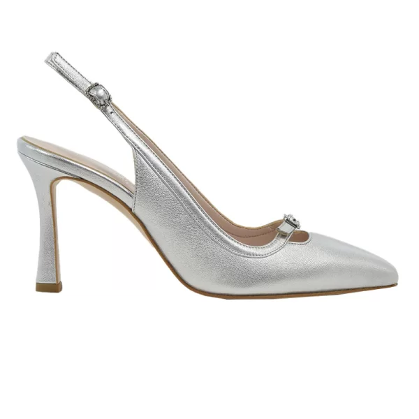 Γυναικείες γόβες Makis Fardoulis 749-04A ασημί δέρμα