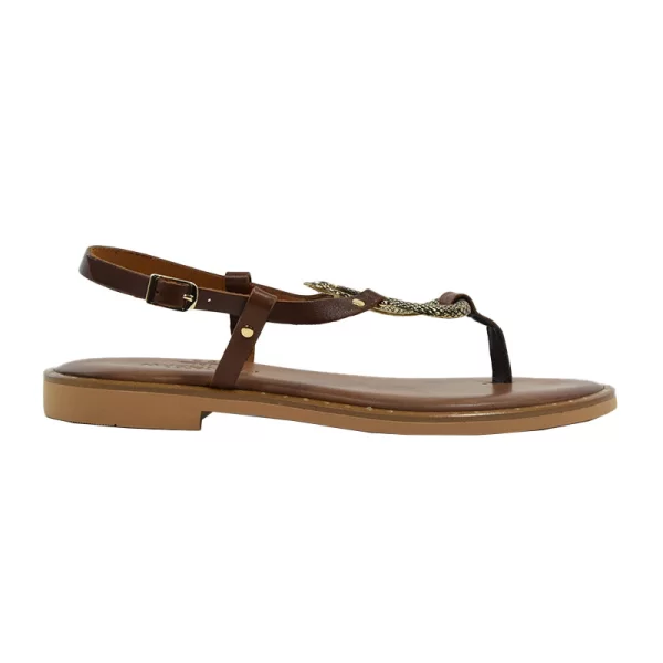 Γυναικεία σανδάλια Myconian Greek Sandals 2282 ταμπά δέρμα