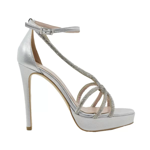 Γυναικεία πέδιλα Makis Fardoulis 916-105Λ ασημί δέρμα