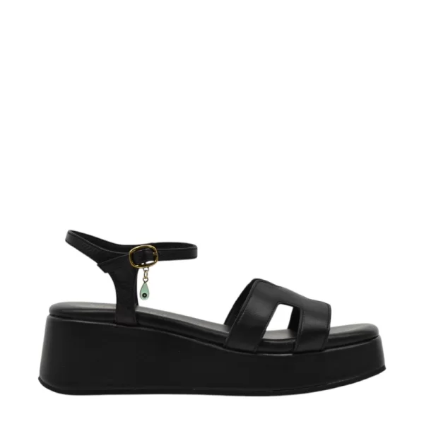 Γυναικείες πλατφόρμες KOMIS&KOMIS C81 μαύρο δέρμα