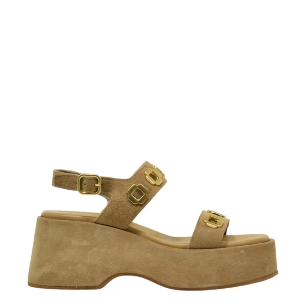 Γυναικείες πλατφόρμες KOMIS&KOMIS C210 μπεζ δέρμα καστόρ