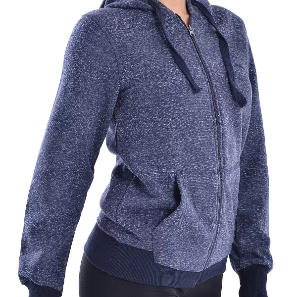 Γυναικεία ζακέτα φούτερ με κουκούλα σε μπλε τζιν χρώμα