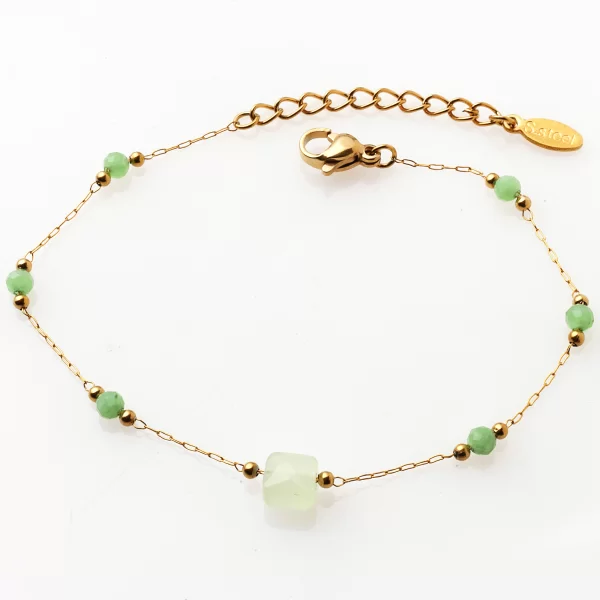 ΧΡΥΣΟ ΒΡΑΧΙΟΛΙ ΛΕΠΤΗ ΑΛΥΣΙΔΑ ΜΕ ΠΡΑΣΙΝΕΣ ΠΕΤΡΕΣ