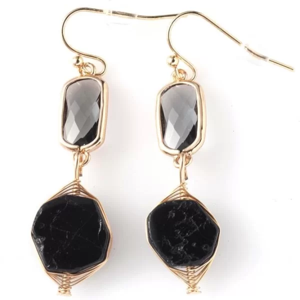 ΧΡΥΣΑ ΚΡΕΜΑΣΤΑ ΣΚΟΥΛΑΡΙΚΙΑ ΜΕ ΜΑΥΡΕΣ ΠΕΤΡΕΣ