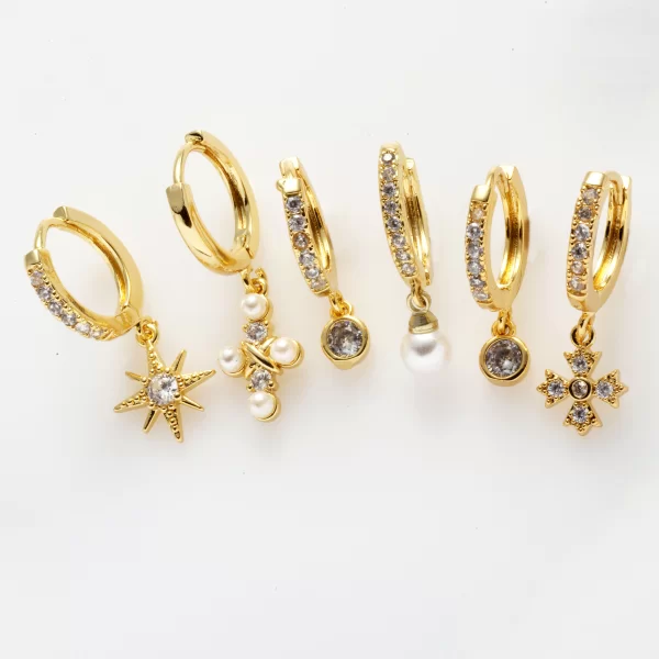 ΣΕΤ ΑΠΌ ΕΞΙ ΧΡΥΣΟΥΣ ΚΡΙΚΟΥΣ ΜΕ ΚΡΕΜΑΣΤΟ CHARM