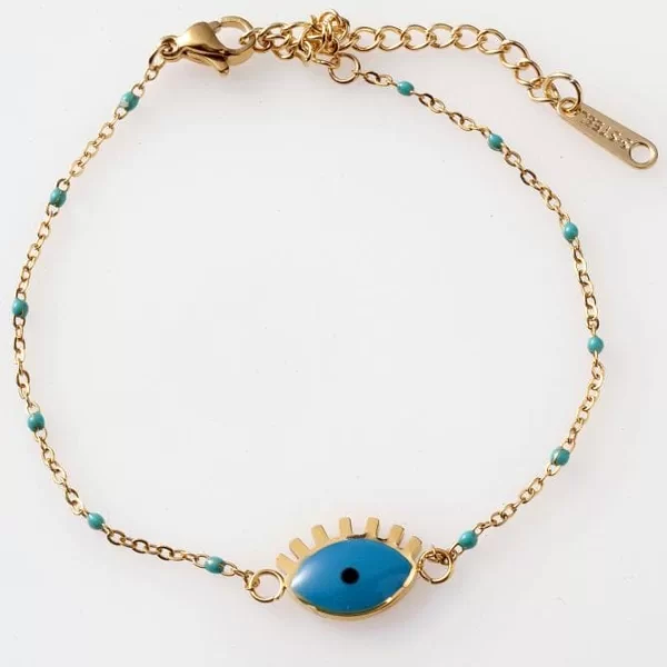 ΧΡΥΣΟ ΒΡΑΧΙΟΛΙ ΑΛΥΣΙΔΑ ΜΕ ΚΕΝΤΡΙΚΗ ΓΑΛΑΖΙΑ ΠΕΤΡΑ ΓΙΑ ΜΑΤΙ