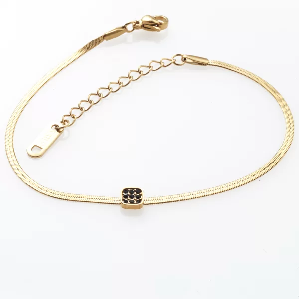 ΧΡΥΣΟ ΒΡΑΧΙΟΛΙ ΜΕ ΤΥΠΟΥ SNAKE ΑΛΥΣΙΔΑ ΚΑΙ ΚΕΝΤΡΙΚΟ ΤΕΤΡΑΓΩΝΟ ΜΕ ΜΑΥΡΑ ΣΤΡΑΣ