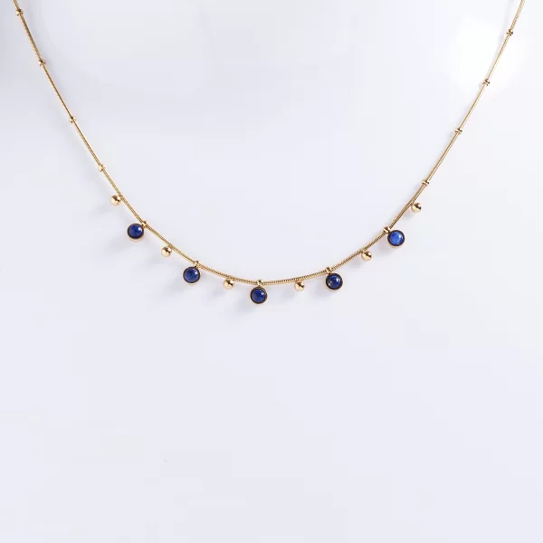 ΧΡΥΣΉ ΑΛΥΣΙΔΑ ΚΟΛΙΕ ΜΕ ΚΡΕΜΑΣΤΕΣ ΜΠΛΕ ΠΕΤΡΕΣ ΚΑΙ ΧΡΥΣΕΣ ΜΠΙΛΙΕΣ