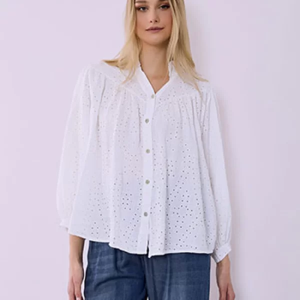 Πουκάμισο με κεντητές διάτρητες λεπτομέρειες SQ7639.3566+1