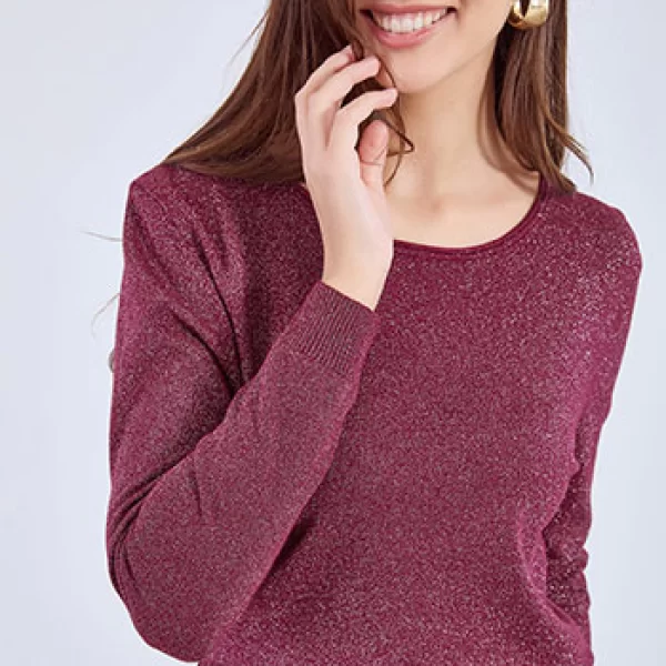 Πουλόβερ μεταλλιζέ με γυριστή λαιμόκοψη WT7616.4926+7