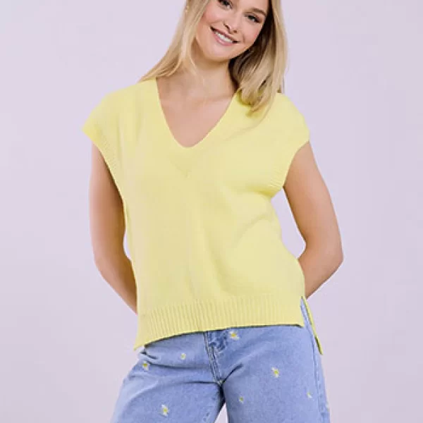 Πουλόβερ αμάνικο πλεκτό ασύμμετρο SQ7587.4927+8