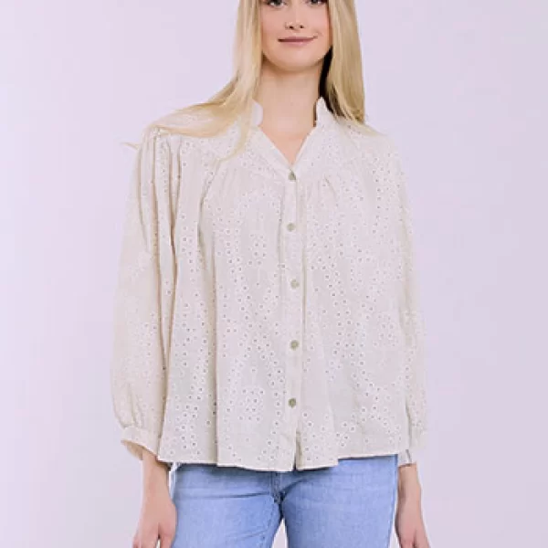 Πουκάμισο με κεντητές διάτρητες λεπτομέρειες SQ7639.3566+2