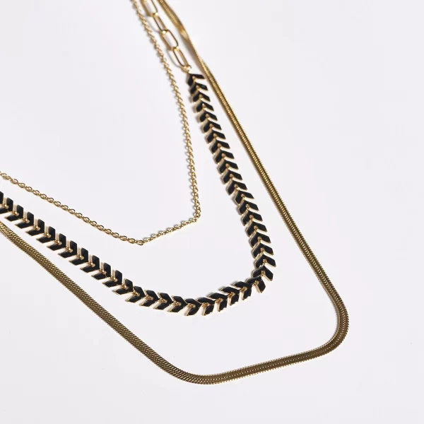 Τριπλό Κολιέ με Αλυσίδες και Chevron Στοιχεία
