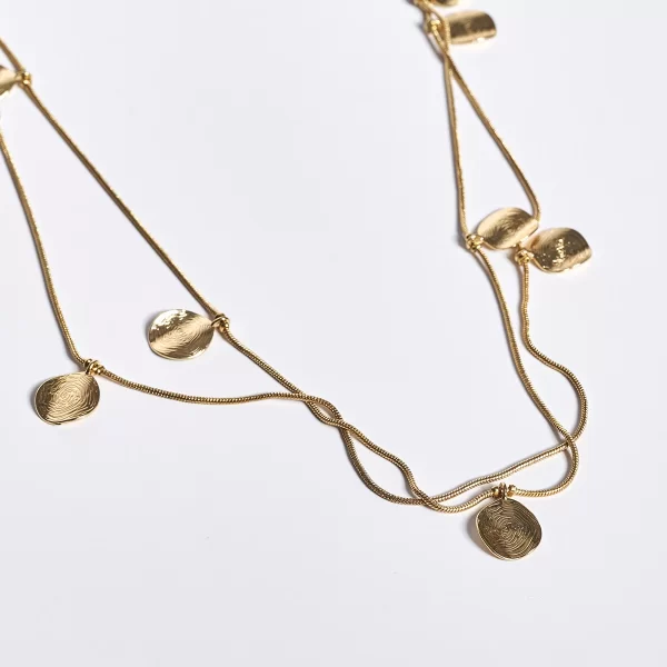 Μακρύ Κολιέ με Διπλή Αλυσίδα και Φλουριά