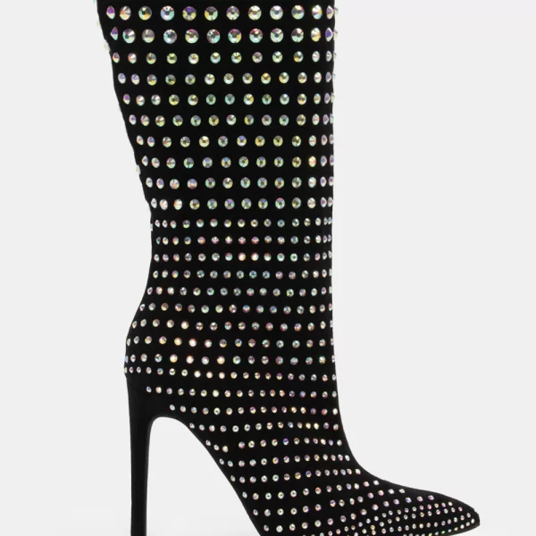 Μπότες Μυτερές με Διακοσμητικά Τρούκς - Μαύρο