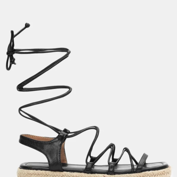 Σανδάλια Εσπαντρίγιες Lace Up - Μαύρο
