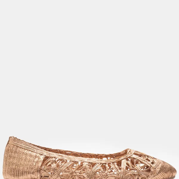 Μπαλαρίνες Ψάθινες με Πλεκτό Σχέδιο - Χαλκός