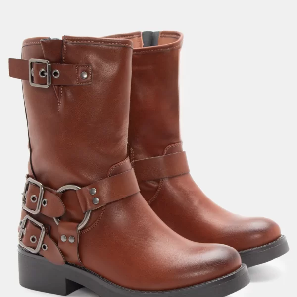 Μποτάκια με Τρουκς & Διακοσμητικά Λουράκια - Κάμελ