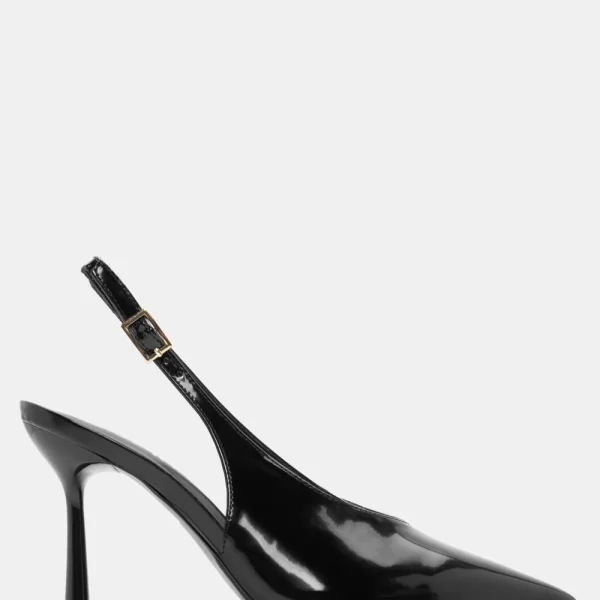 Γόβες Μυτερές Slingback - Μαύρο-Λουστρίνι