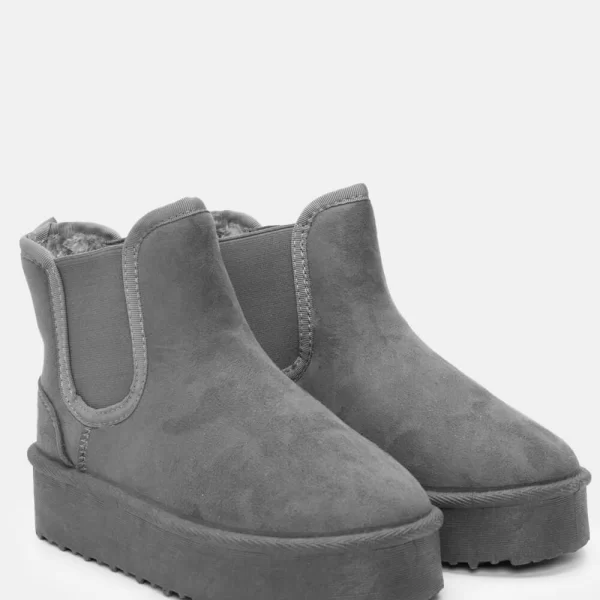 Μποτάκια Chelsea με Εσωτερική Επένδυση Γούνας - Ανθρακί