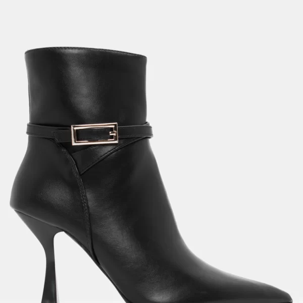 Μποτάκια Μυτερά με Διακοσμητικό Λουράκι - Μαύρο