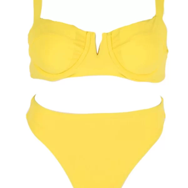GIGI-Μαγιό Σετ Μπικίνι με Μπανέλα & Ψηλόμεσο - Κίτρινο