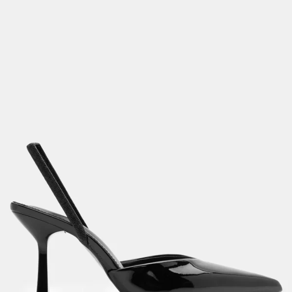 Γόβες Μυτερές με Λάστιχο - Μαύρο-Λουστρίνι